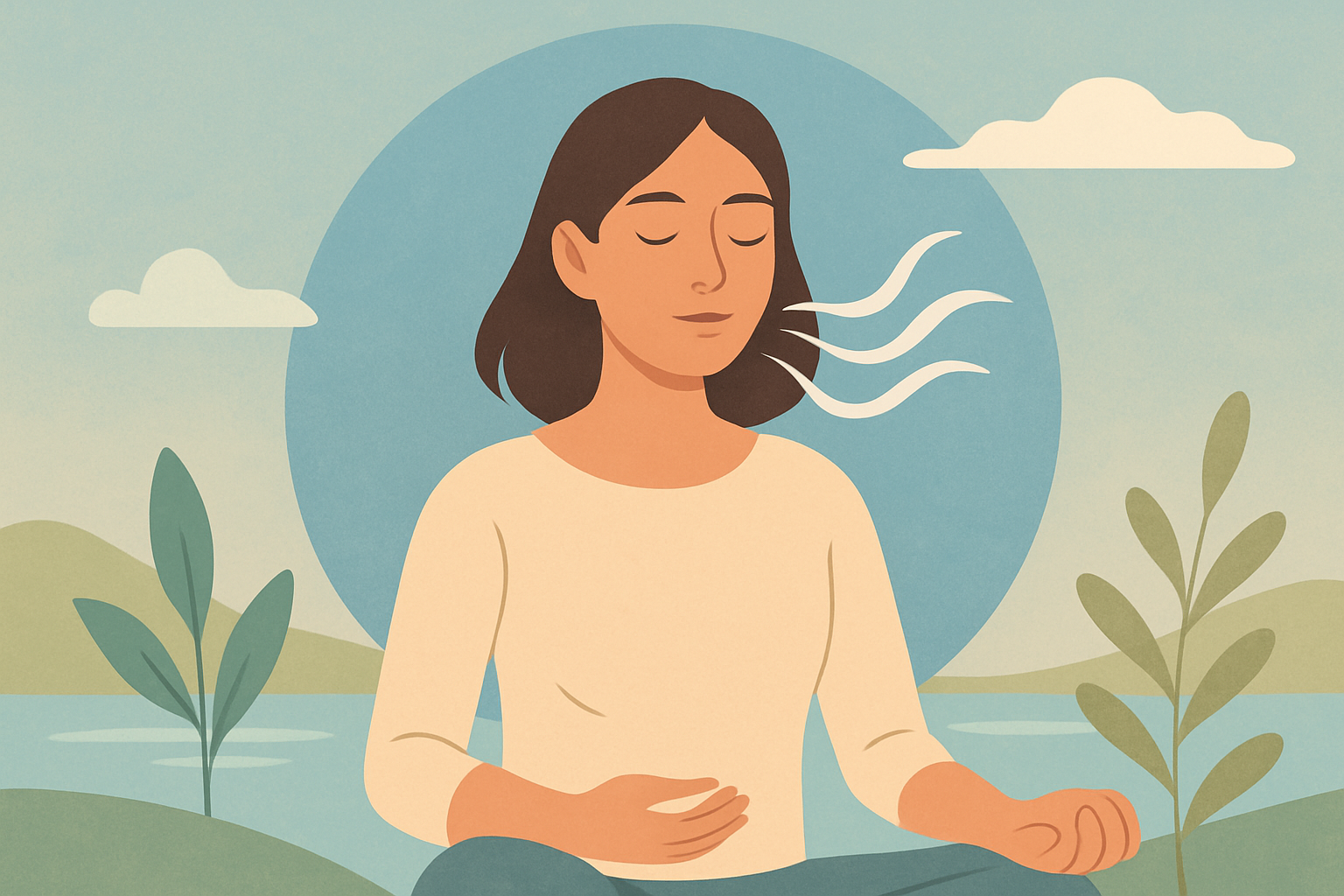 Person praktiziert bewusste Atemübungen zur Beruhigung