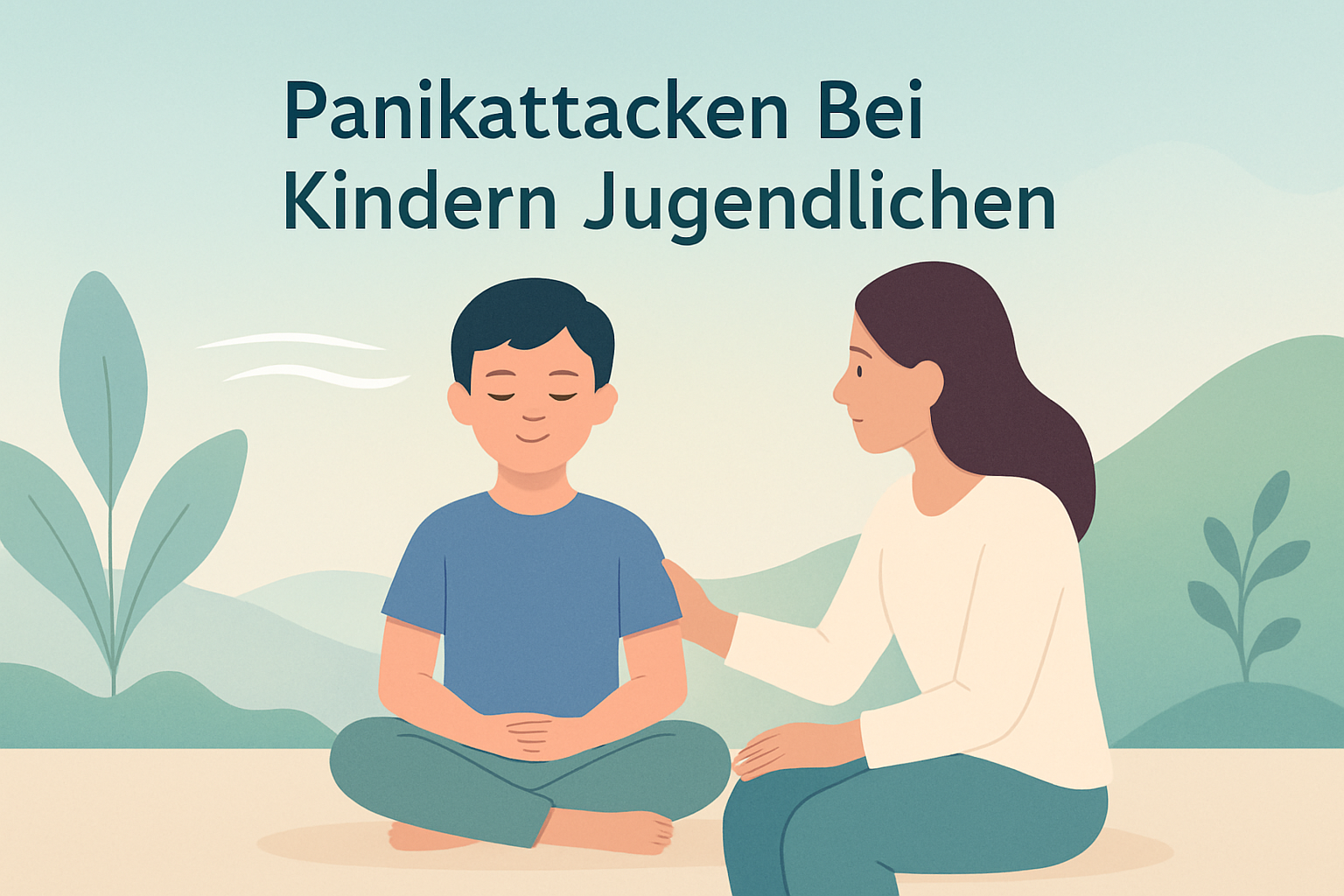 Eltern trösten und unterstützen ihr Kind bei Angstgefühlen, symbolisiert einfühlsame Hilfe bei Panikattacken