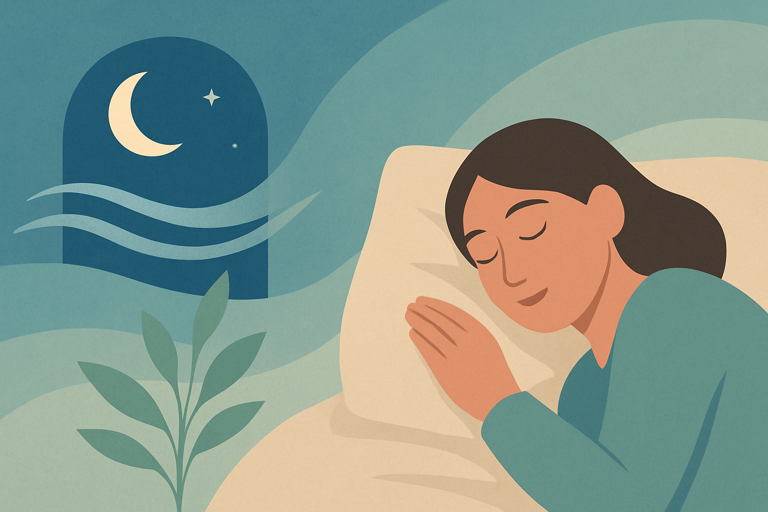 Person liegt wach im Bett und atmet bewusst zur Beruhigung nach nächtlicher Panikattacke