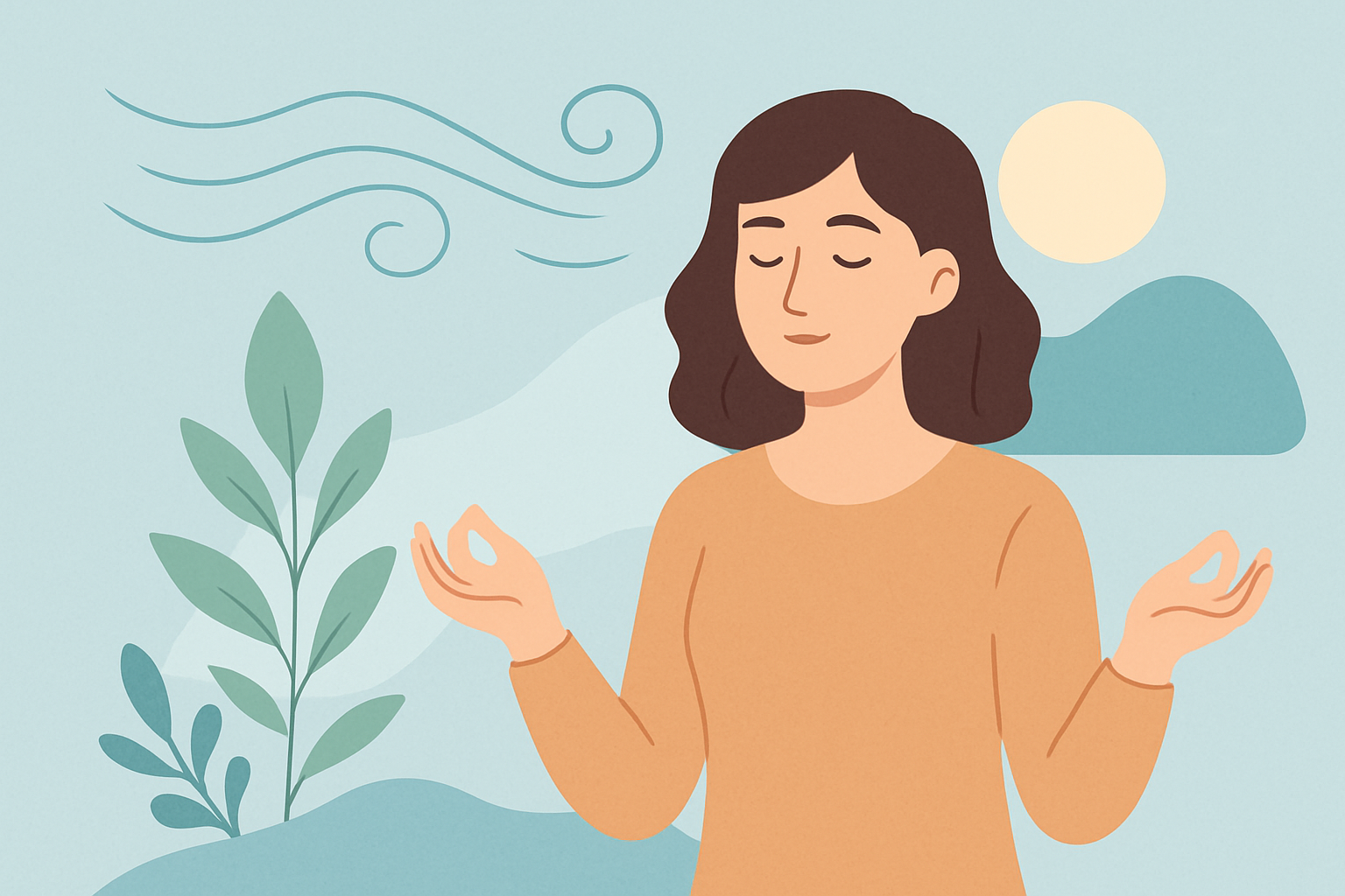 Person sitzt ruhig in einem Café und wendet Bewältigungsstrategien an